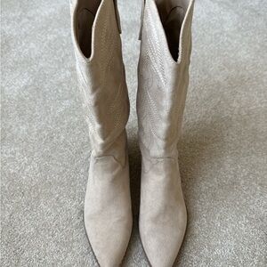 Madden Girl Cream Fabric Cowboy Boots